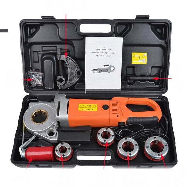 Portable Electric Pipe Threading Machine Threader 1/2"-1.1/4" - Click Image to Close